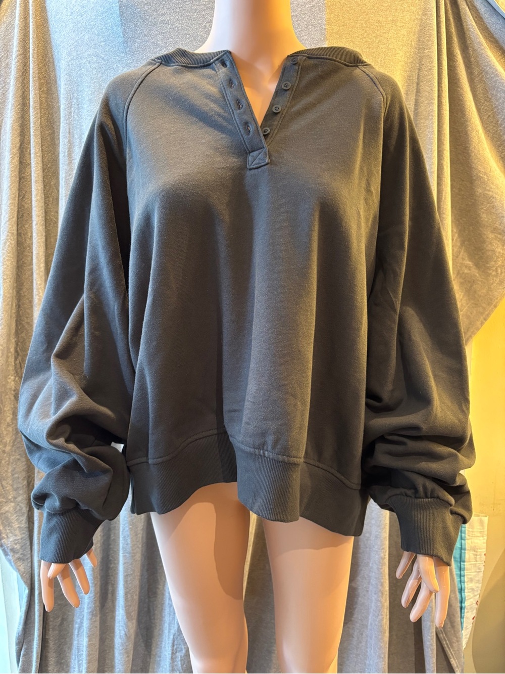 Old Navy Henley Sweatshirt - Dark Gray